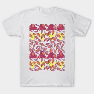 Minimalist Leaf Line Art Illustration as a Seamless Surface Pattern Design T-Shirt